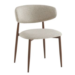 Chaise de restaurant BONNIE d'intérieur - Bois imitation noyer, tissu 100% PES - acier greige 08 · 08