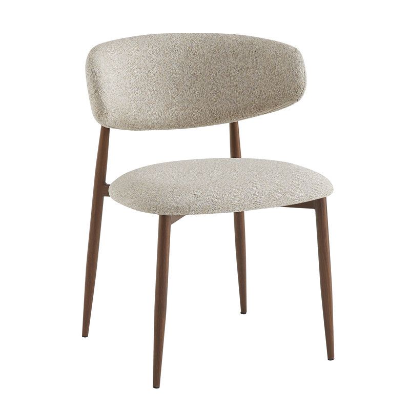 Chaise de restaurant BONNIE d'intérieur - Bois imitation noyer, tissu 100% PES - acier greige 08 · 08