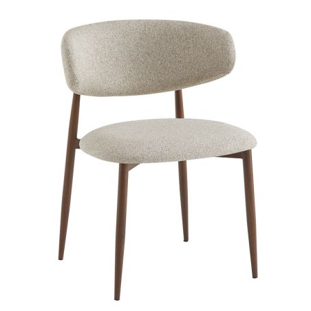 Chaise de restaurant BONNIE d'intérieur - Bois imitation noyer, tissu 100% PES - acier greige 08 · 08