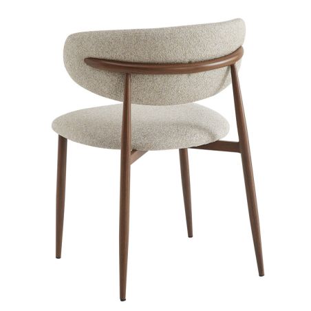 Chaise de restaurant BONNIE d'intérieur - Bois imitation noyer, tissu 100% PES - acier greige 08 · 08