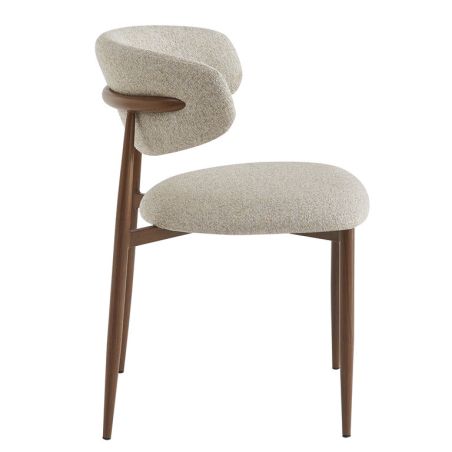 Chaise de restaurant BONNIE d'intérieur - Bois imitation noyer, tissu 100% PES - acier greige 08 · 08
