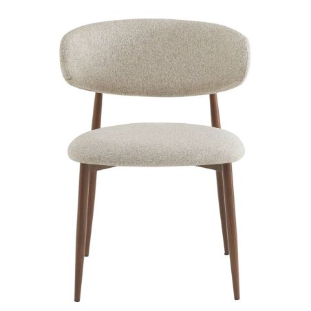 Chaise de restaurant BONNIE d'intérieur - Bois imitation noyer, tissu 100% PES - acier greige 08 · 08