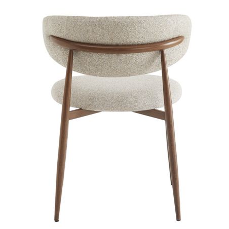 Chaise de restaurant BONNIE d'intérieur - Bois imitation noyer, tissu 100% PES - acier greige 08 · 08