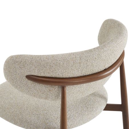 Chaise de restaurant BONNIE d'intérieur - Bois imitation noyer, tissu 100% PES - acier greige 08 · 08