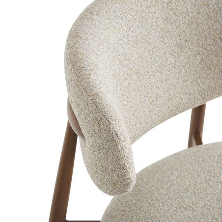 Chaise de restaurant BONNIE d'intérieur - Bois imitation noyer, tissu 100% PES - acier greige 08 · 08