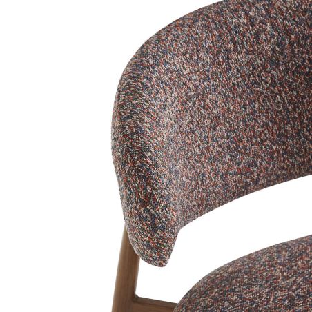 Chaise de restaurant BONNIE d'intérieur - Bois imitation noyer, tissu 100% PES - acier rouge & bleu 78 · 78