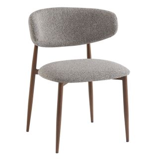 Chaise de restaurant BONNIE d'intérieur - Bois imitation noyer, tissu 100% PES - acier gris & brun 90 · 90