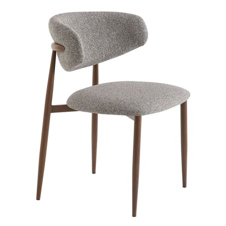 Chaise de restaurant BONNIE d'intérieur - Bois imitation noyer, tissu 100% PES - acier gris & brun 90 · 90