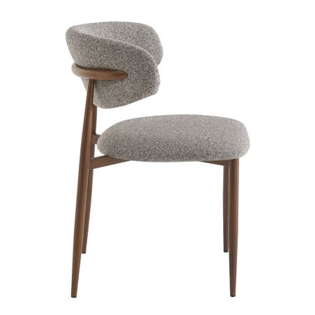 Chaise de restaurant BONNIE d'intérieur - Bois imitation noyer, tissu 100% PES - acier gris & brun 90 · 90