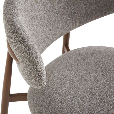Chaise de restaurant BONNIE d'intérieur - Bois imitation noyer, tissu 100% PES - acier gris & brun 90 · 90