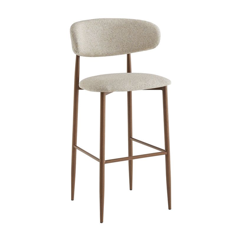 Tabouret de bar CLYDE d'intérieur - Bois imitation noyer, tissu 100% PES - acier greige 08 · 08