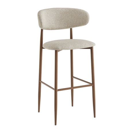 Tabouret de bar CLYDE d'intérieur - Bois imitation noyer, tissu 100% PES - acier greige 08 · 08