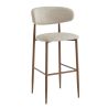 Tabouret de bar CLYDE d'intérieur - Bois imitation noyer, tissu 100% PES - acier greige 08 · 08