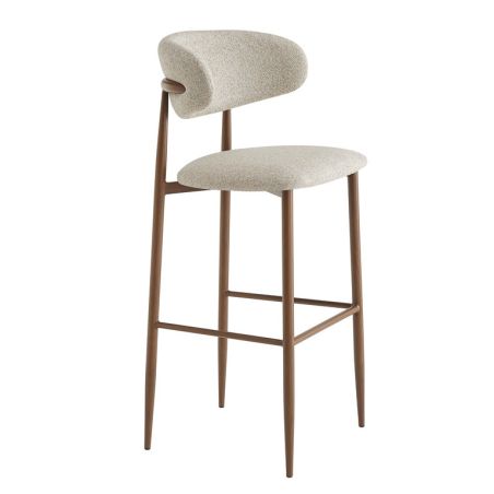 Tabouret de bar CLYDE d'intérieur - Bois imitation noyer, tissu 100% PES - acier greige 08 · 08