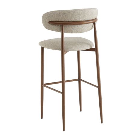Tabouret de bar CLYDE d'intérieur - Bois imitation noyer, tissu 100% PES - acier greige 08 · 08