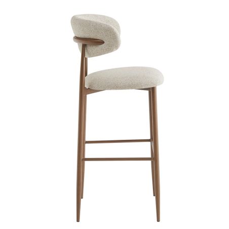 Tabouret de bar CLYDE d'intérieur - Bois imitation noyer, tissu 100% PES - acier greige 08 · 08