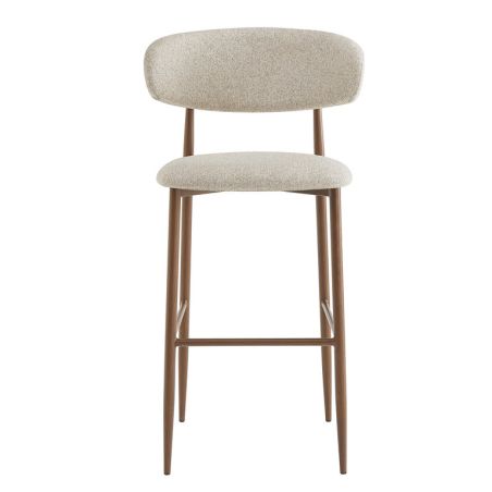 Tabouret de bar CLYDE d'intérieur - Bois imitation noyer, tissu 100% PES - acier greige 08 · 08