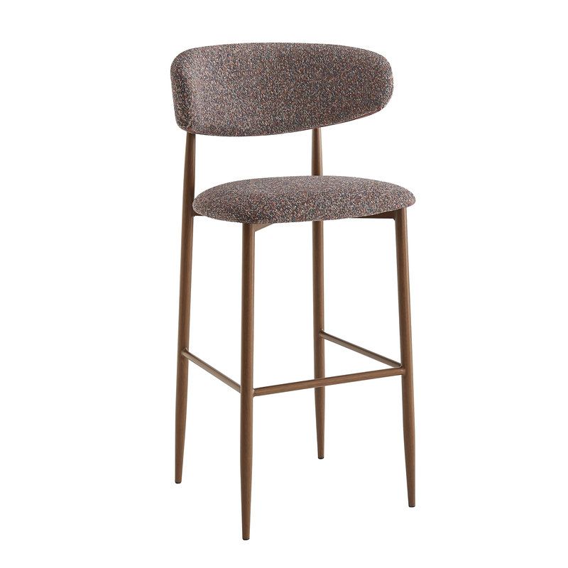 Tabouret de bar CLYDE d'intérieur - Bois imitation noyer, tissu 100% PES - acier rouge & bleu 78 · 78