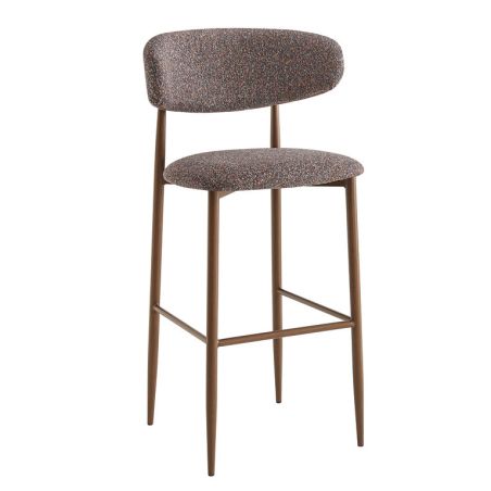 Tabouret de bar CLYDE d'intérieur - Bois imitation noyer, tissu 100% PES - acier rouge & bleu 78 · 78