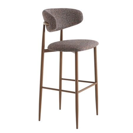 Tabouret de bar CLYDE d'intérieur - Bois imitation noyer, tissu 100% PES - acier rouge & bleu 78 · 78