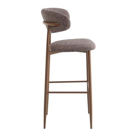 Tabouret de bar CLYDE d'intérieur - Bois imitation noyer, tissu 100% PES - acier rouge & bleu 78 · 78