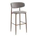 Tabouret de bar CLYDE d'intérieur - Bois imitation noyer, tissu 100% PES - acier gris & brun 90 · 90