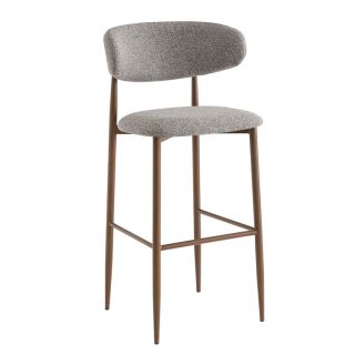 Tabouret de bar CLYDE d'intérieur - Bois imitation noyer, tissu 100% PES - acier gris & brun 90 · 90