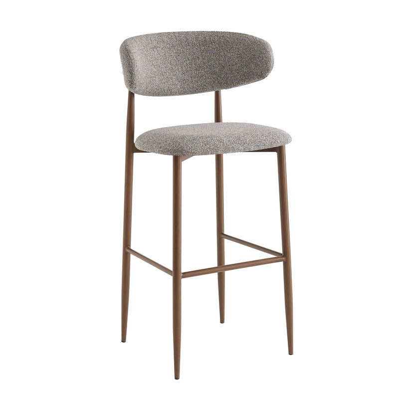 Tabouret de bar CLYDE d'intérieur - Bois imitation noyer, tissu 100% PES - acier gris & brun 90 · 90