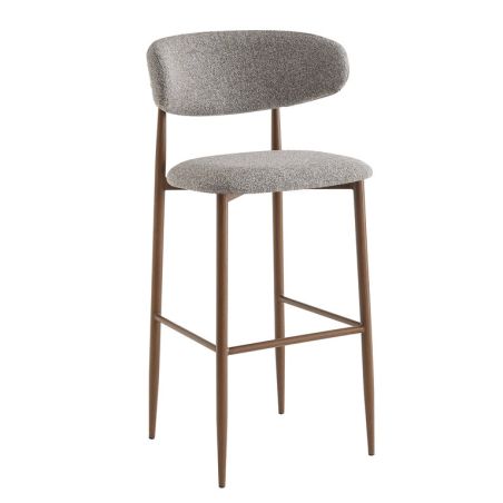 Tabouret de bar CLYDE d'intérieur - Bois imitation noyer, tissu 100% PES - acier gris & brun 90 · 90