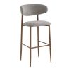 Tabouret de bar CLYDE d'intérieur - Bois imitation noyer, tissu 100% PES - acier gris & brun 90 · 90
