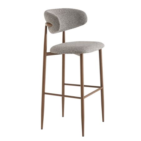 Tabouret de bar CLYDE d'intérieur - Bois imitation noyer, tissu 100% PES - acier gris & brun 90 · 90