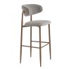 Tabouret de bar CLYDE d'intérieur - Bois imitation noyer, tissu 100% PES - acier gris & brun 90 · 90