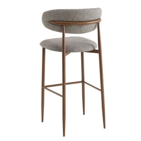 Tabouret de bar CLYDE d'intérieur - Bois imitation noyer, tissu 100% PES - acier gris & brun 90 · 90