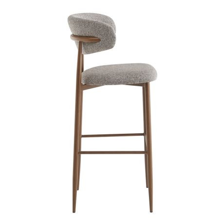 Tabouret de bar CLYDE d'intérieur - Bois imitation noyer, tissu 100% PES - acier gris & brun 90 · 90