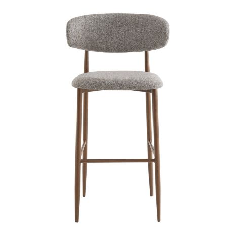Tabouret de bar CLYDE d'intérieur - Bois imitation noyer, tissu 100% PES - acier gris & brun 90 · 90