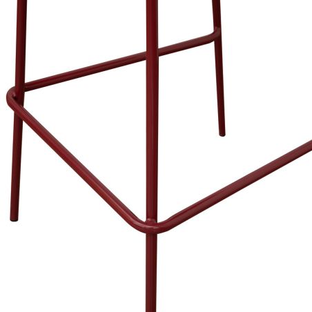 Tabouret de bar CÉSAR d'intérieur - Bois syrah, tissu 95% PES 5% co - acier bordeaux & greige 68 · 68
