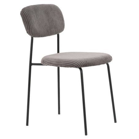 Chaise de restaurant MANU d'intérieur - Bois noir, tissu 92% PES 8% ny - acier gris taupe 24 · 24