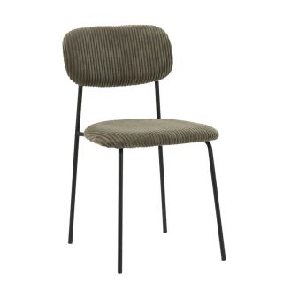 Chaise de restaurant MANU d'intérieur - Bois noir, tissu 92% PES 8% ny - acier olive 37 · 37