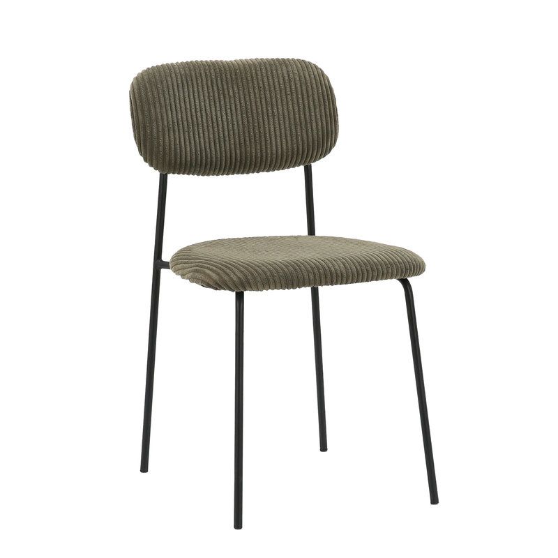 Chaise de restaurant MANU d'intérieur - Bois noir, tissu 92% PES 8% ny - acier olive 37 · 37