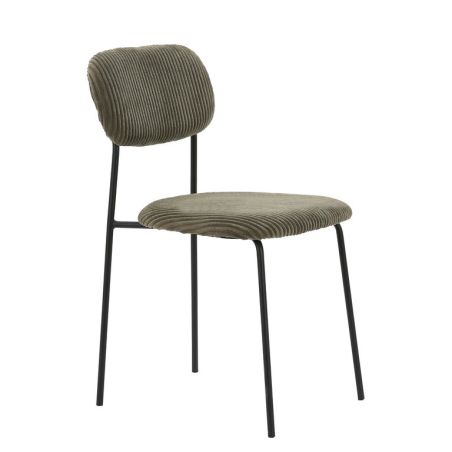 Chaise de restaurant MANU d'intérieur - Bois noir, tissu 92% PES 8% ny - acier olive 37 · 37