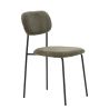 Chaise de restaurant MANU d'intérieur - Bois noir, tissu 92% PES 8% ny - acier olive 37 · 37