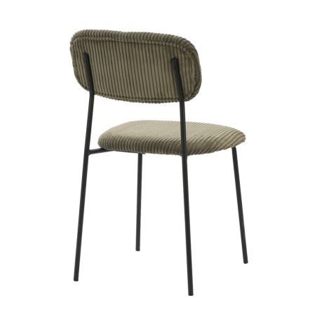 Chaise de restaurant MANU d'intérieur - Bois noir, tissu 92% PES 8% ny - acier olive 37 · 37