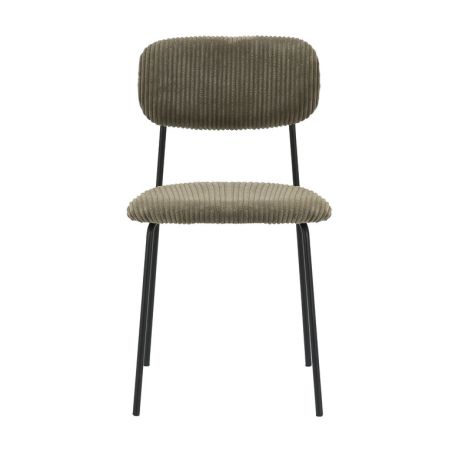 Chaise de restaurant MANU d'intérieur - Bois noir, tissu 92% PES 8% ny - acier olive 37 · 37