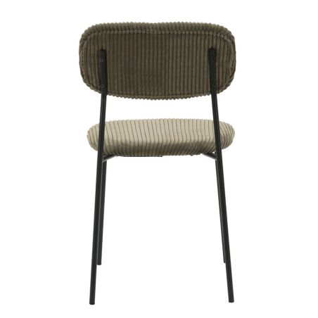 Chaise de restaurant MANU d'intérieur - Bois noir, tissu 92% PES 8% ny - acier olive 37 · 37