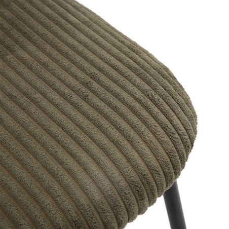 Chaise de restaurant MANU d'intérieur - Bois noir, tissu 92% PES 8% ny - acier olive 37 · 37