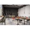 Chaise de restaurant MANU d'intérieur - Bois noir, tissu 92% PES 8% ny - acier olive 37 · 37