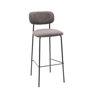Tabouret de bar PAUL d'intérieur - Bois noir, tissu 92% PES 8% ny - acier gris taupe 24 · 24
