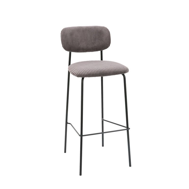 Tabouret de bar PAUL d'intérieur - Bois noir, tissu 92% PES 8% ny - acier gris taupe 24 · 24