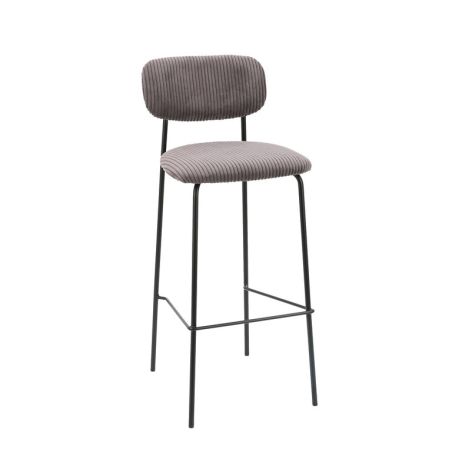 Tabouret de bar PAUL d'intérieur - Bois noir, tissu 92% PES 8% ny - acier gris taupe 24 · 24
