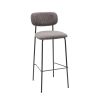 Tabouret de bar PAUL d'intérieur - Bois noir, tissu 92% PES 8% ny - acier gris taupe 24 · 24